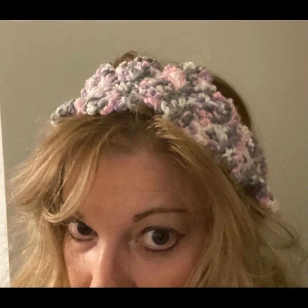 NWT Loretta Ann Creations Tie Headband Pink/gray